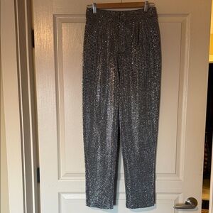 Silver Lurex Pleated Front Women's Trousers